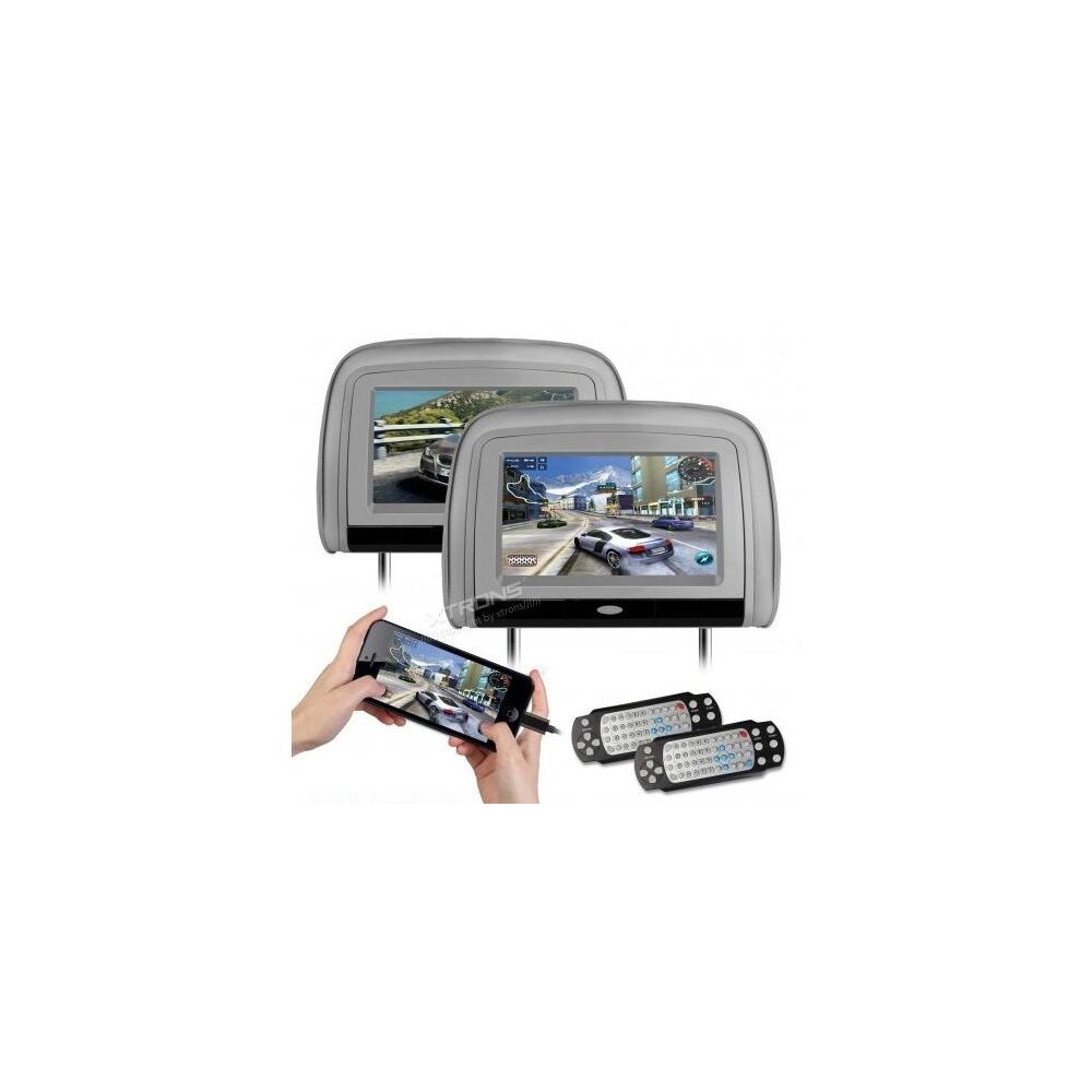 2 x Beige 9 Headrest Car Monitor w/ HD Digital & DVD Player Inc 2 Headphones