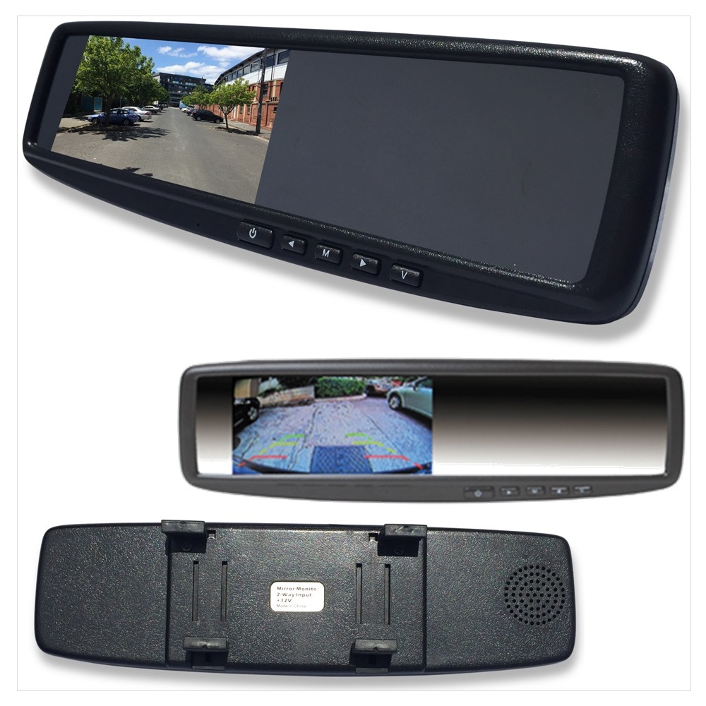 4.3 LCD Rearview Mirror Monitor 2 Inputs Universal Clip On Style Replacement MM-02S