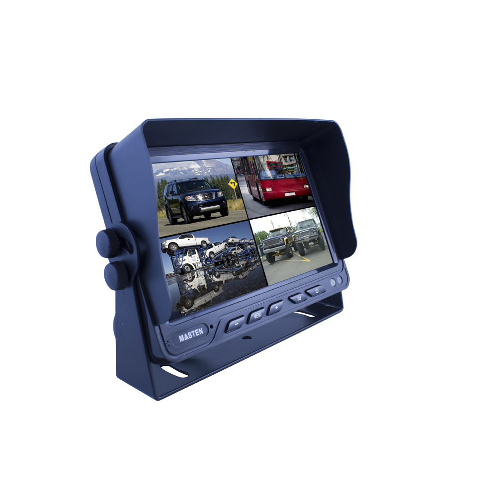 Masten 7" Caravan Truck Car Monitor Backup Rear View Quad View Video 4 Inputs DVR RCM-71Q-DVRS