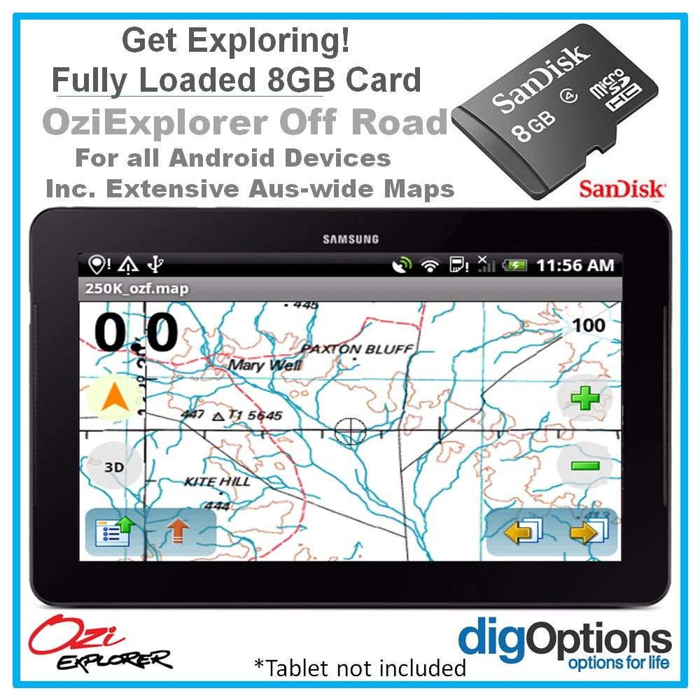 Android Detailed Australia-wide Topographic Digital Maps & OziExplorer on 8GB Card