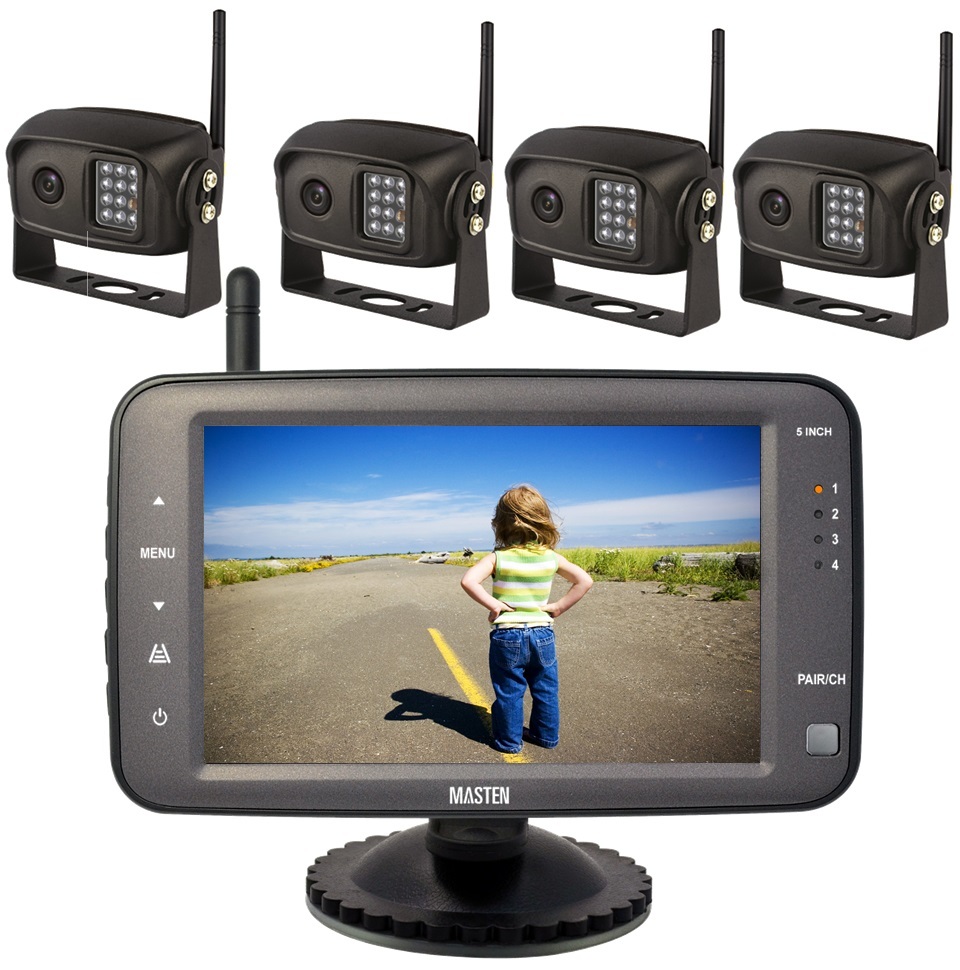 //5/" Monitor Reverse Rear View Cam IR CCD Camera Truck Car /& 2 2.4GHz Wireless HD