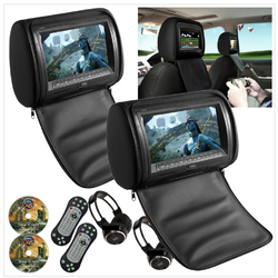 2 xBlack 9 Headrest Car Monitor HD Digital & DVD Player 2 Headphones Screen