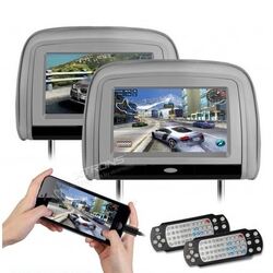 2 x Beige 9 Headrest Car Monitor w/ HD Digital & DVD Player Inc 2 Headphones