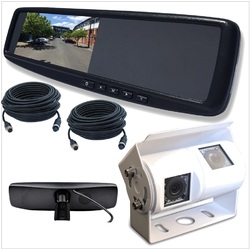 4.3 LCD Rearview Mirror Monitor with Dual Twin View CCD Cameras & Cables Fitment
