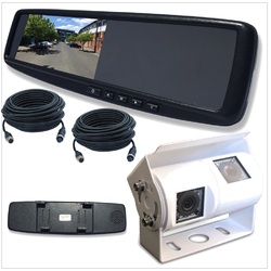 4.3LCD Rearview Mirror Monitor with 2 Inputs Universal Clip OnStyle Camera INC KIT-CAM17-M