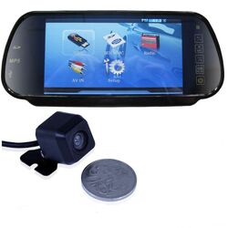7" HD Digital Clip On LCD Rearview mirror monitor with 2 Inputs and CCD Camera MM-03C