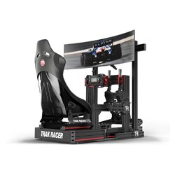 TRACK RACER Freestanding Single Monitor Stand - up to 80" - Center Profile 1200mm Long | MS-FM-SIN-AU
