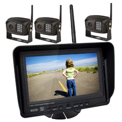 2.4GHz HD Wireless 7" Monitor 3 CCD Camera Reverse Rear View Kit Car Truck Horse Float RK-7DW-3