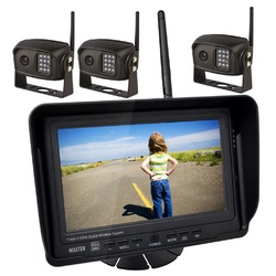 2.4GHz HD Wireless 7" Monitor 3 CCD Camera Reverse Rear View Kit Car Truck   Horse Float