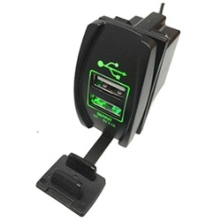 Dual Green-Lit 5V 3.1A USB Charger Dash-Mount Rocker Switch for Cars Trucks Boats