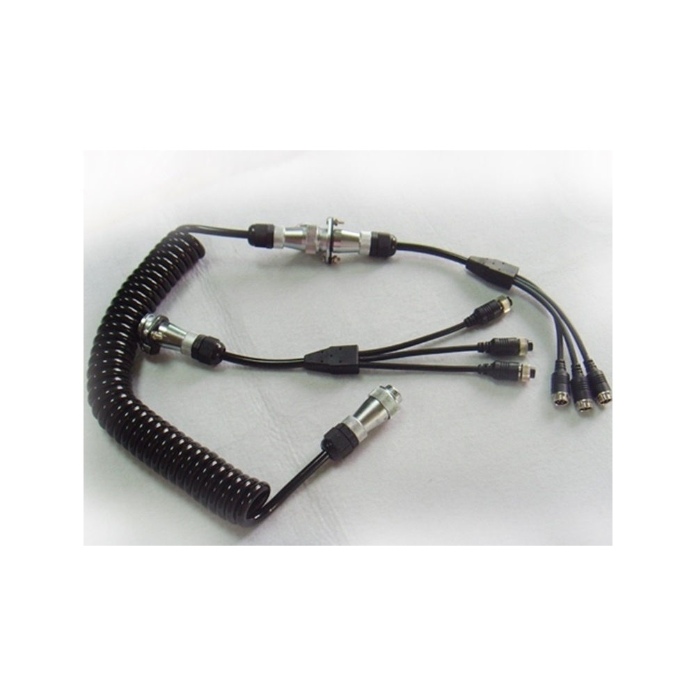 Masten 3 Camera Woza Suzi Coil Spiral Hitch Cable Industrial Grade Plugs Aviation 4 meter | EC-S03