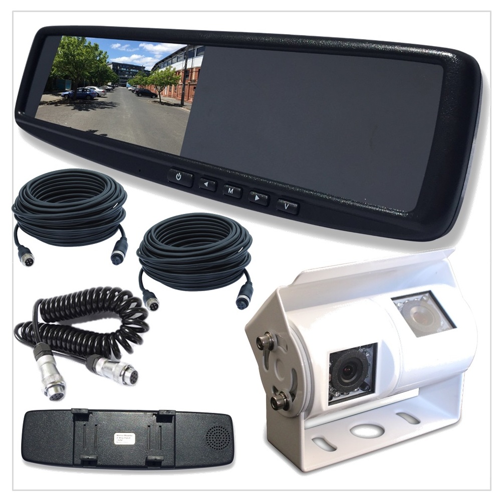 LCD 4.3 Rearview Mirror Monitor with 2 Inputs Universal Clip OnStyle 700TV Lines KIT-CAM18-M