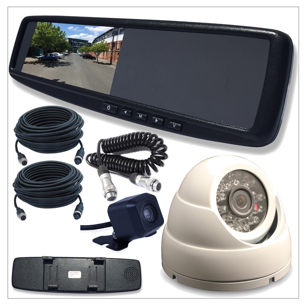 4.3 LCD Rearview Mirror Monitor with 2 Inputs Universal Clip OnStyle Camera INC KIT-CAM20-M