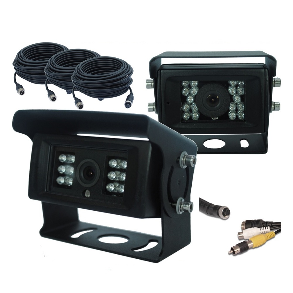 HD 700TVL Sony CCD 18 IR LEDs Reversing 2 Camera Cable 12/24V For Truck Caravan Van KIT-CAM9