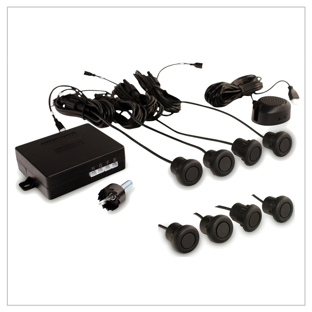 8 Front & Back Rubber Parking Sensors Kit with Buzzer for Metal Bumpers/Bars KIT-PS-8ML