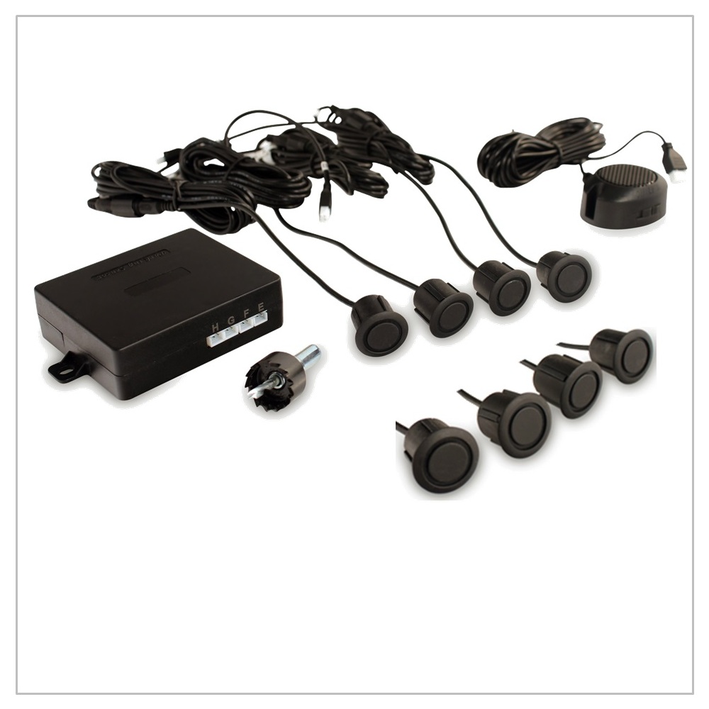8 Front & Black Paintable Matte Sensor Kit with Buzzer for Plastic Bumpers KIT-PS-8PL-BM