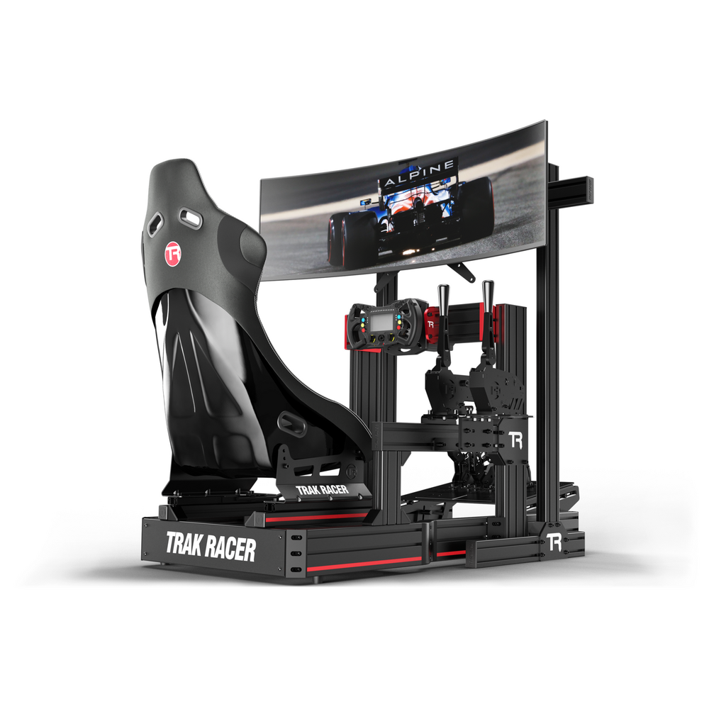 TRAK RACER TR8020 Black Aluminium Floor Single Monitor Stand with VESA Mount - for displays up to 80" KIT-TR80SMLSINFM-BLK2