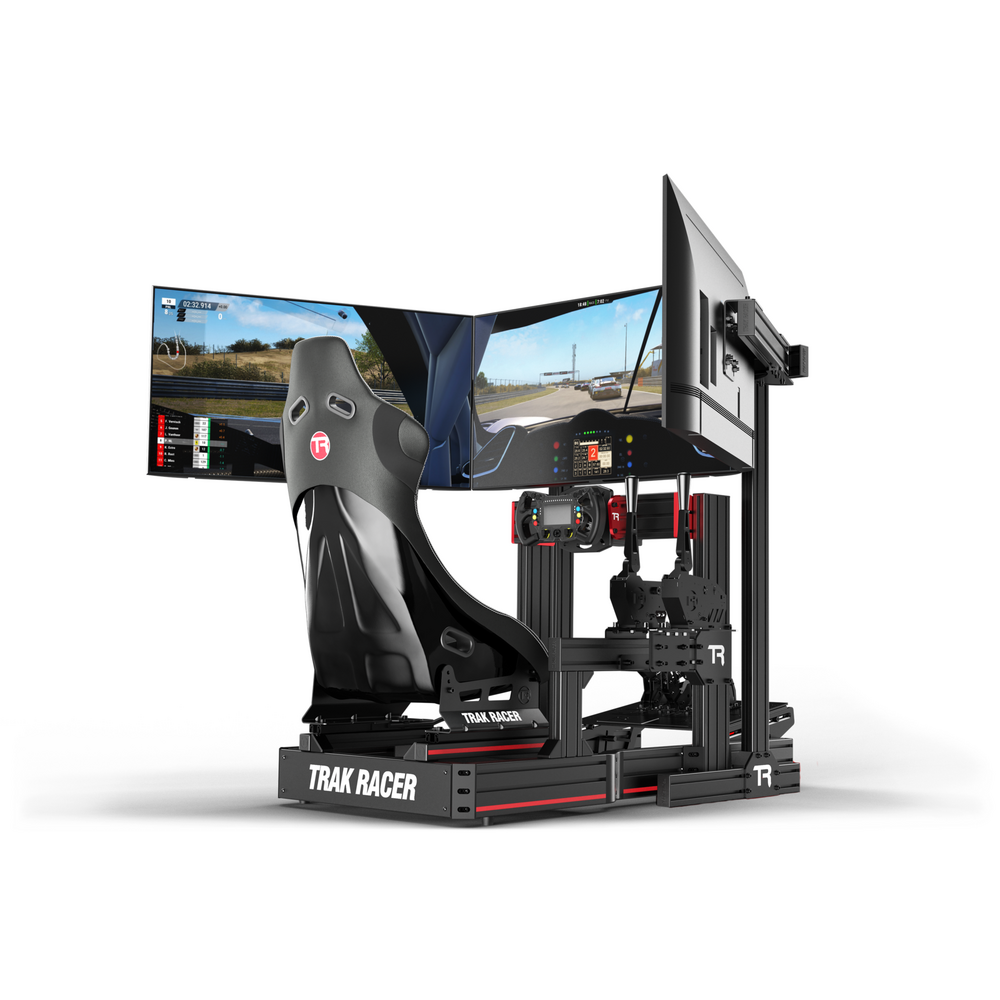 TRACK RACER | TR8020 Black Aluminium Floor Triple Monitor Stand with VESA Mounts KIT-TR80TRIFM-BLK2