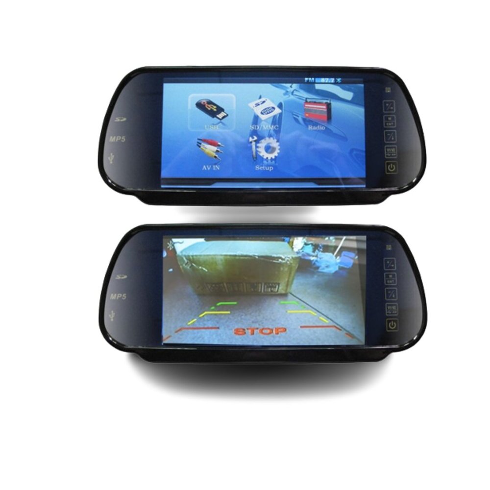 7" HD Digital Clip On LCD Rearview mirror monitor with 2 Inputs + Speaker