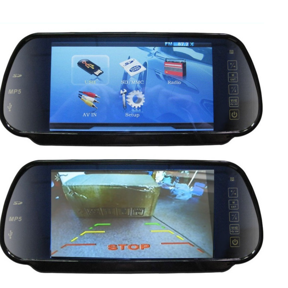 7" HD Digital Clip On LCD Rearview mirror monitor with 2 Inputs