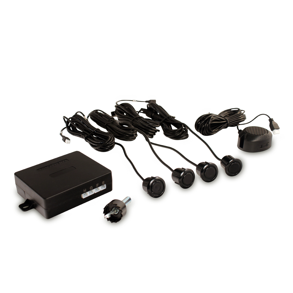 4 Reverse Parking Black Gloss Sensor Kit Audio Alarm Buzzer for Plastic Bumpers Black PS-4PL-BG