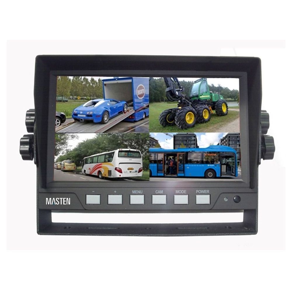 7 TFT LCD Car Monitor Waterproof Backup Rear View Quad View Video 4 Inputs RCM-71QS