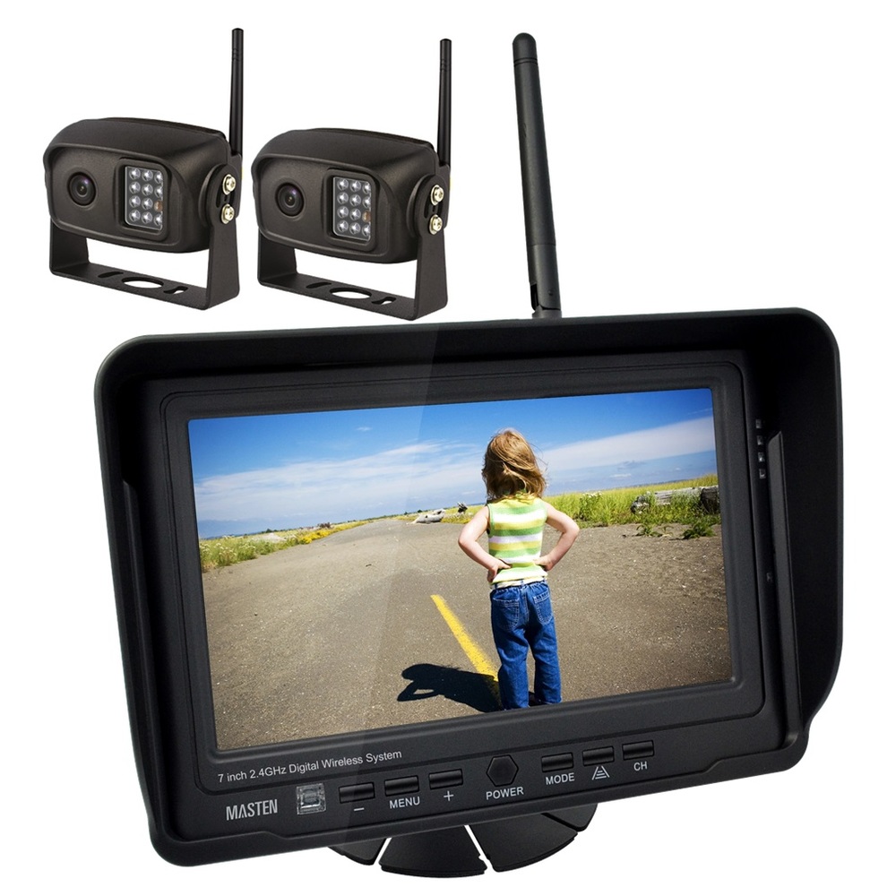 2.4GHz HD Wireless 7" Monitor & 2 CCD Camera Reverse Rear View Kit Car Truck Digital Horse Float RK-7DW-2
