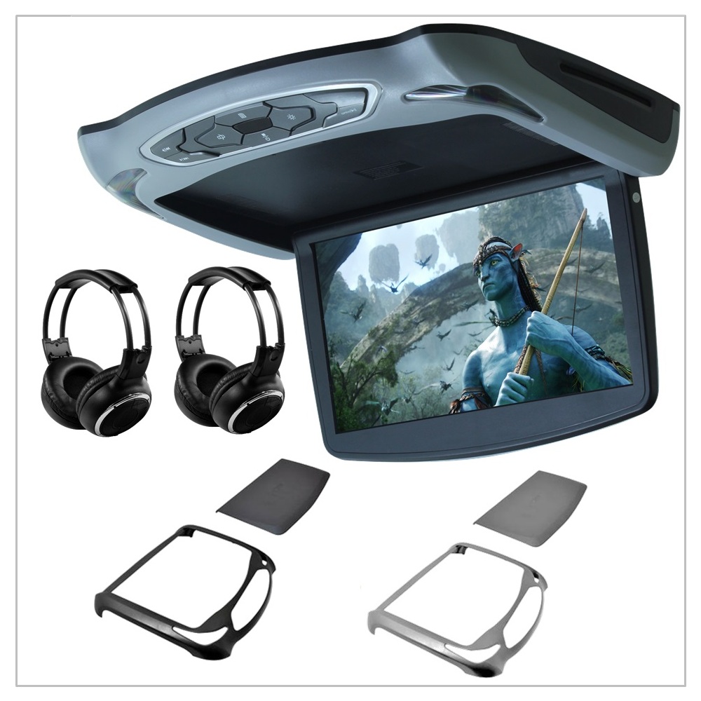 Flip-Down Display 10.1" Screen Roof Mount Monitor w/1080P FHD HDMI USB Support Rear View Backup Cam RM-07