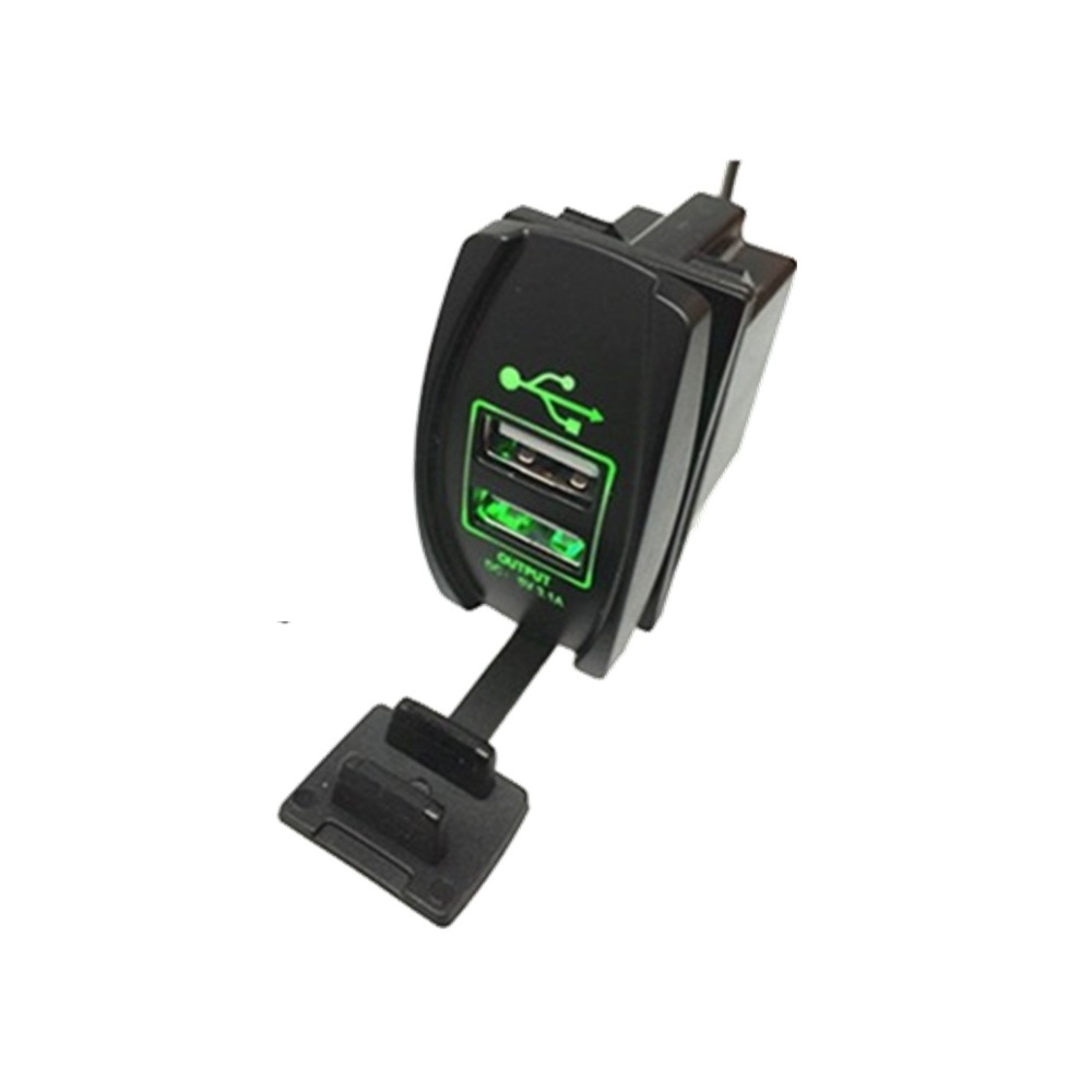 Dual USB Port Car Charger 3.1A Carling ARB Rocker Switch LED Light 5V - 12V-24V - 4x4 Boat Caravan Marine SP-2USB-G