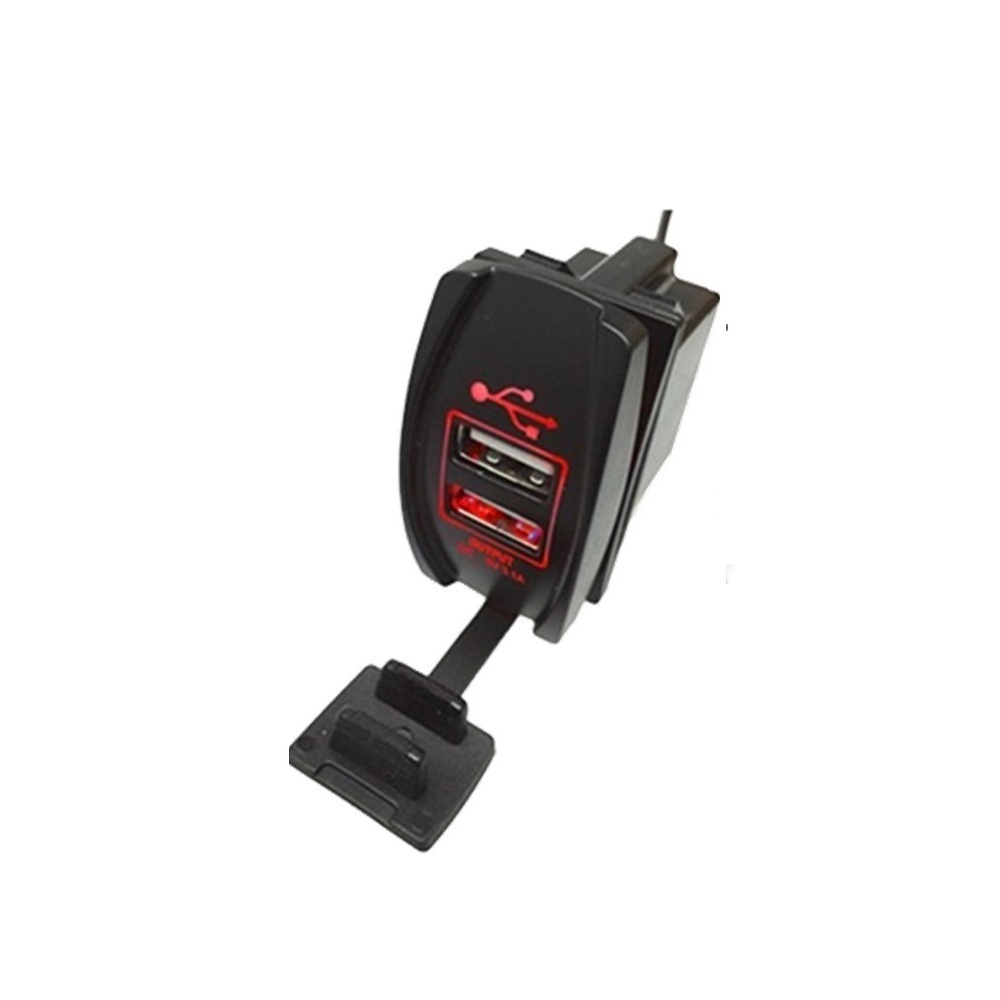 Dual Red-Lit 5V 3.1A USB Charger Dash-Mount Rocker Switch for Cars Boats Trucks SP-2USB-R