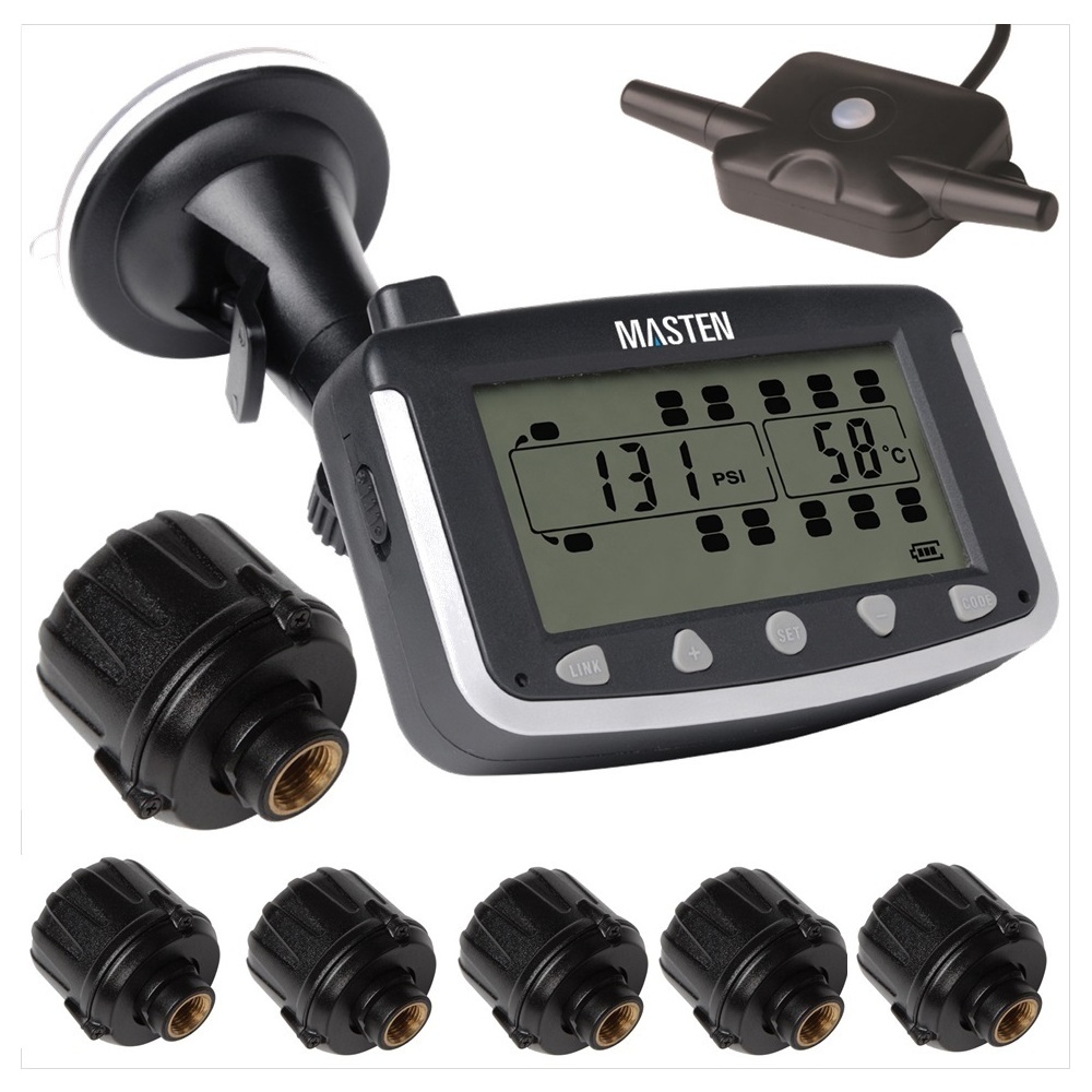 TPMS Tyre Pressure Monitoring System With 6 X External Cap Sensors for Caravan Truck RV Sensor LCD 4WD Wireless 4x4 TP-24-6E