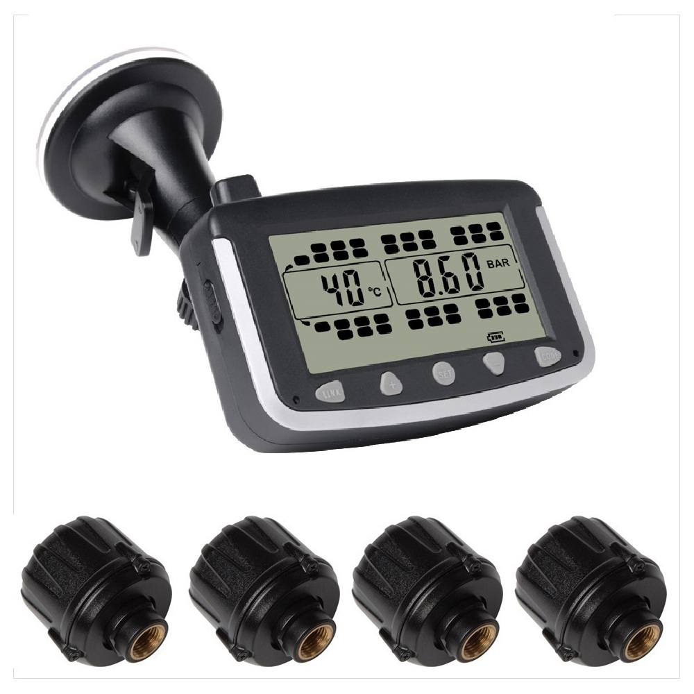 TPMS Tyre Pressure Monitoring System LCD With 4 X External Cap Sensors Caravan Truck RV Sensor 4WD Wireless 4x4 | TP-24SI